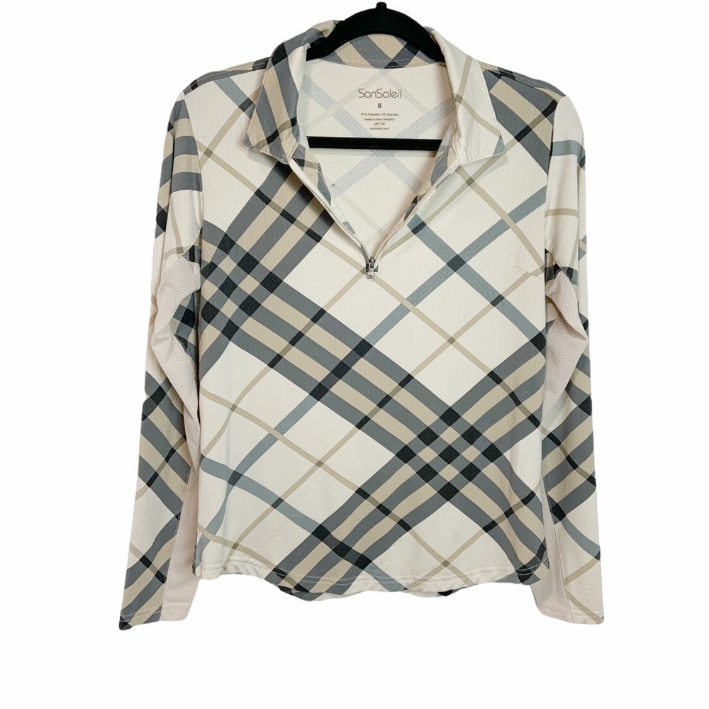 San Soleil Plaid Long Sleeve Pullover S